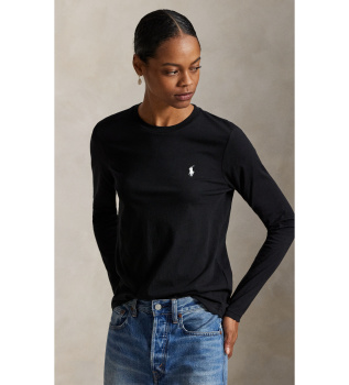 Classic Fit gebreid T-shirt van zwart katoen