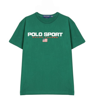 Koszulka sportowa polo Classic Fit zielona dzianina