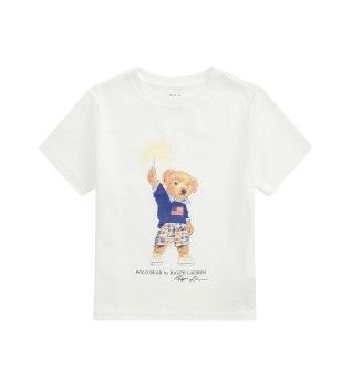 Camiseta de algodn conPolo Bear blanco