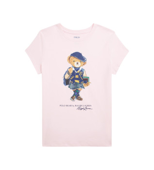 Camiseta de algodn conPolo Bear rosa
