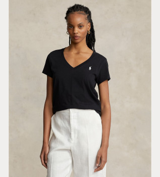 Czarny bawełniany T-shirt z dzianiny