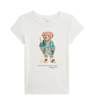 Camiseta de punto de algodn Polo Bear blanco