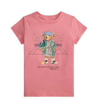 Camiseta de punto de algodn Polo Bear rosa