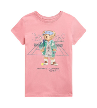 Camiseta de punto de algodn Polo Bear rosa