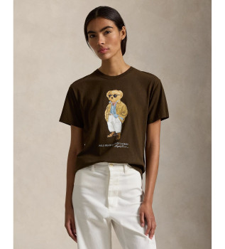 Camiseta de punto de algod�n y Polo Bear marr�n