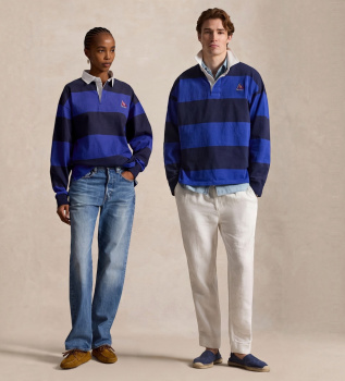 Blue Big Fit Knit Rugby Shirt