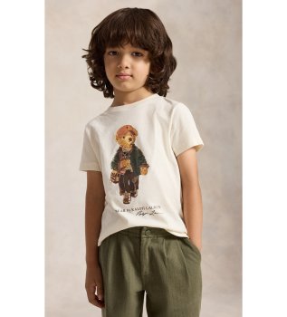 Bomba?na majica z motivom Polo Bear v be? barvi