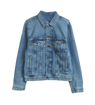 Veste en denim bleu avec drapeau