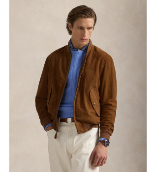 Veste bombardier en daim marron