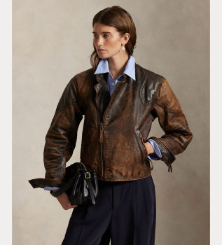 Brązowa skórzana kurtka