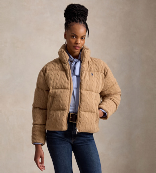 Veste matelassée en laine et cachemire beige