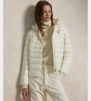 Składana wodoodporna kurtka z kapturem biała