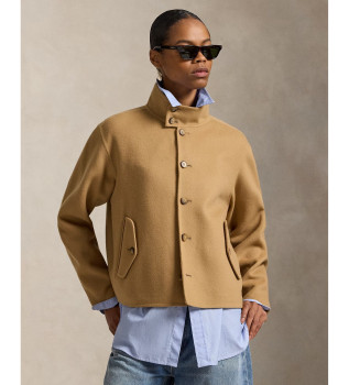 Brun dobbeltsidet uldjakke