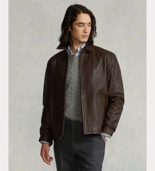 Giacca in pelle liscia marrone