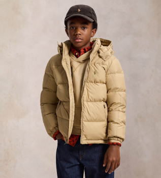 Gorham beige hooded down jacket