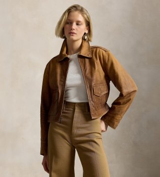 Bruin leren cropped jack