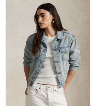 Truckerjakke i bl� denim