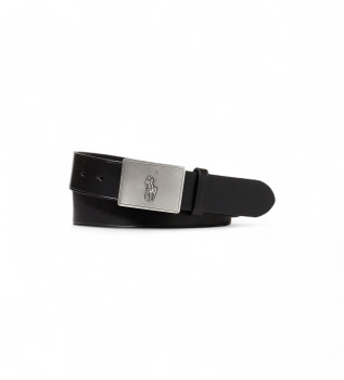 Ceinture en cuir avec boucle en plaque de cheval noir
