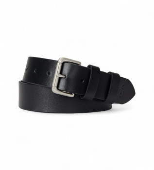Cinturn de piel Roller Buckle negro