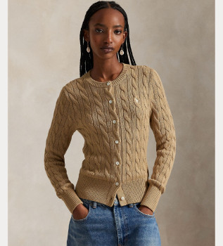 Katoenen vest in beige ecru gebreide katoenen tricot