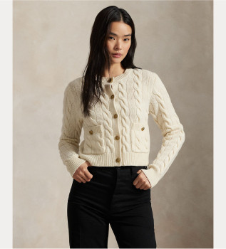 Gilet tress en laine et cachemire beige