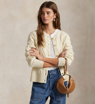 Cardigan in lana e cashmere beige