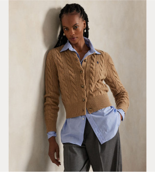 Cardigan en laine et cachemire marron