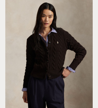 Casaco de malha castanho chocolate 