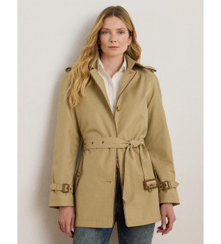 Beige trenchcoat med kant af imiteret pels