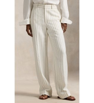Pantalon en chanvre Relaxed Straight Fit blanc cassé