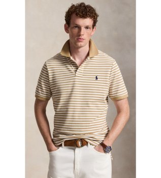 Beige striped polo shirt