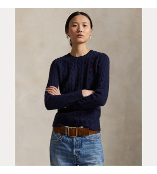 Pull en laine torsade marine