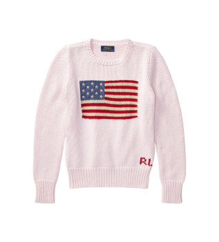 Cotton jumper with pink flag