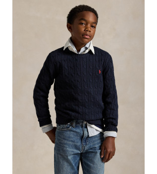 Gebreide marinekatoenen trui in ecru breisel