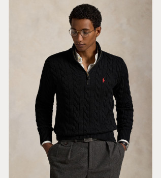 Pull en coton en jersey noir cru