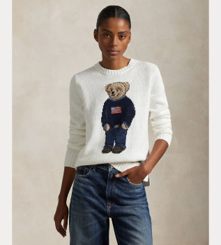 Katoenen en linnen trui met witte Polo Bear