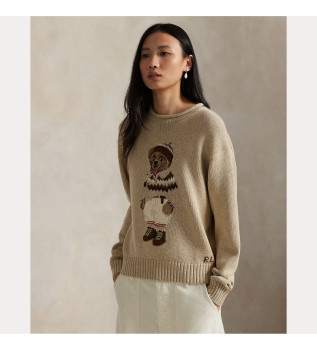 Sweter z golfem i beżowym polo Bear