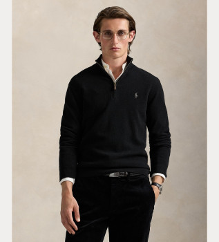 Pull en laine avec fermeture clair noire courte