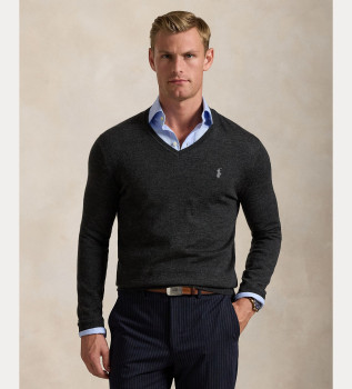 Pull en laine lavable Slim Fit gris