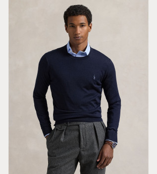 Pull en laine lavable Slim Fit navy