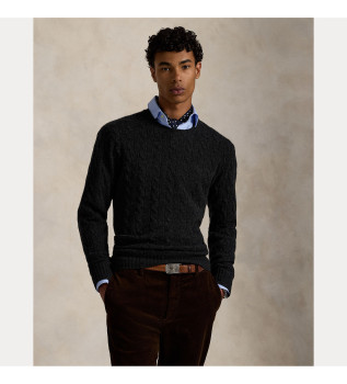 Jersey de lana y cachemira de punto cruzado marino