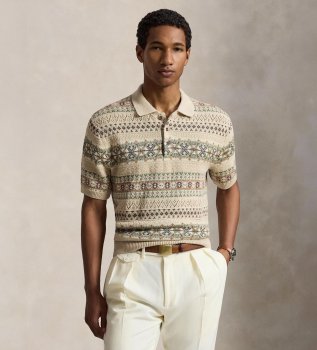 Beige Fair Isle-trøje i hør og bomuld