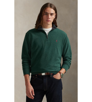 Ultraweicher Strickpullover mit grünem Reißverschluss