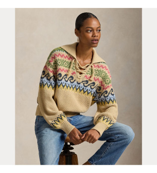 Fair Isle Lace-Up beige tr�ja