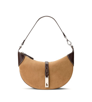 Mini sac à bandoulière Shoulder Polo ID en daim marron clair