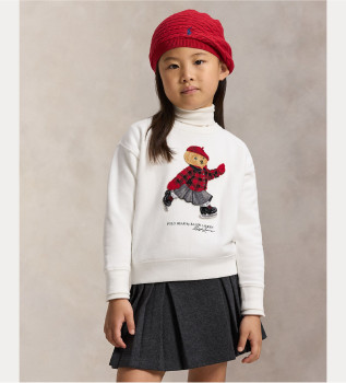 Firkantet fleece-sweatshirt med offwhite polobjrn