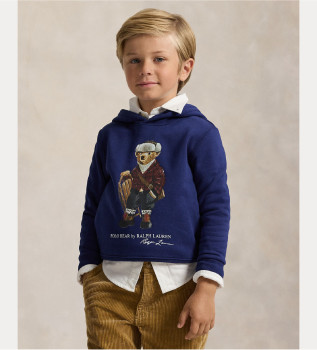 Fleece-sweatshirt med bl Polo Bear