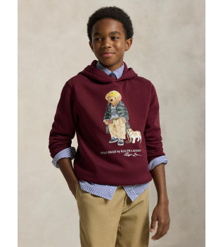 Fleece-sweatshirt med rdbrun Bear-poloshirt