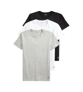 Pack 3 T-shirts Crew blanc, gris, noir