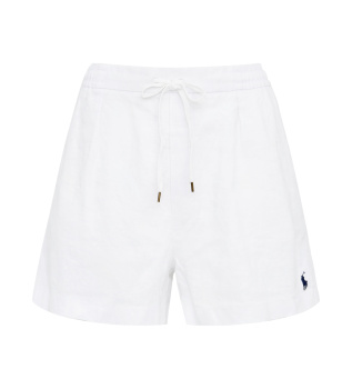 White linen shorts